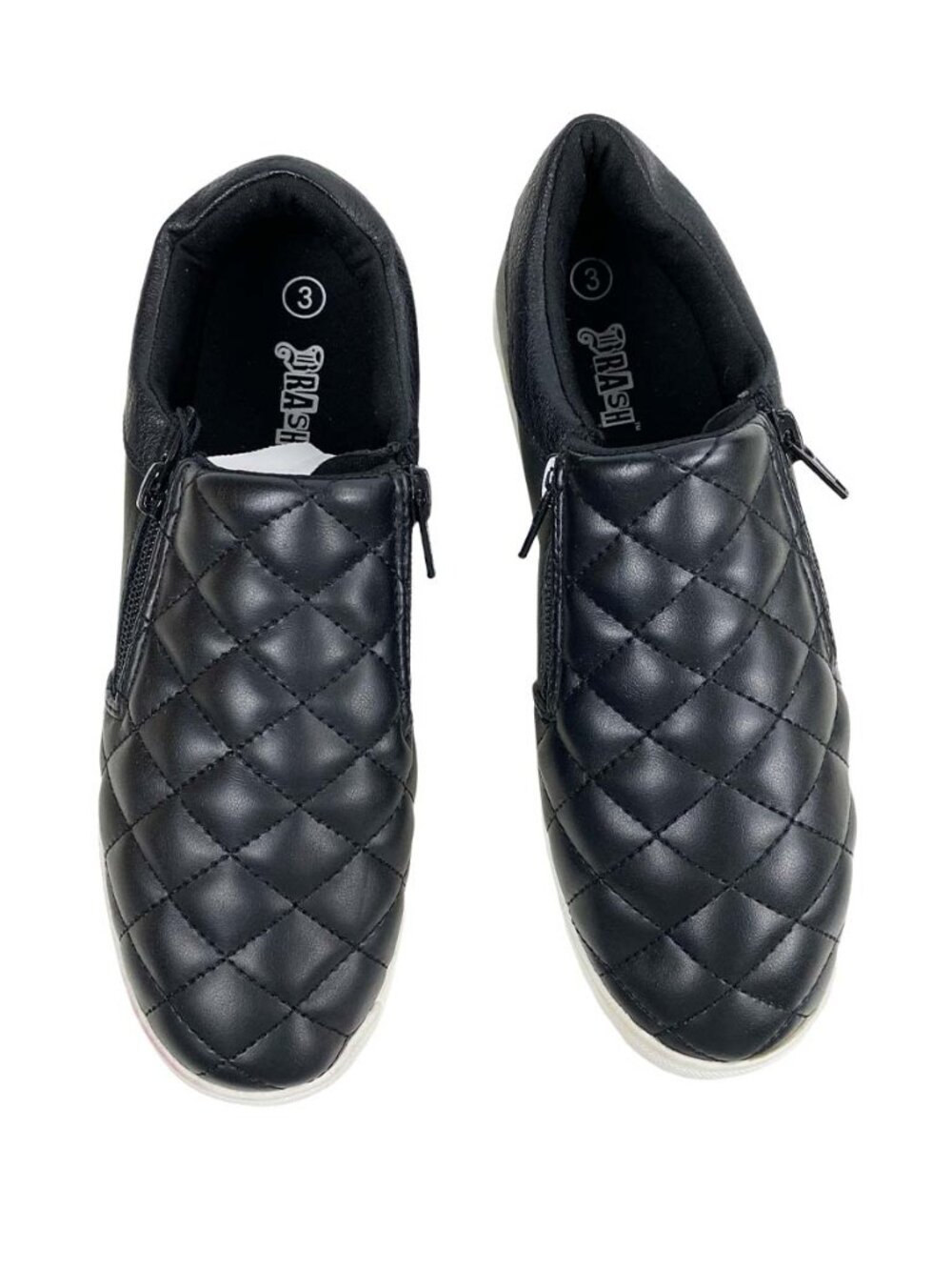 Brash Girls' Fetch Black Quilted Slip-On Casual Shoes Size 3